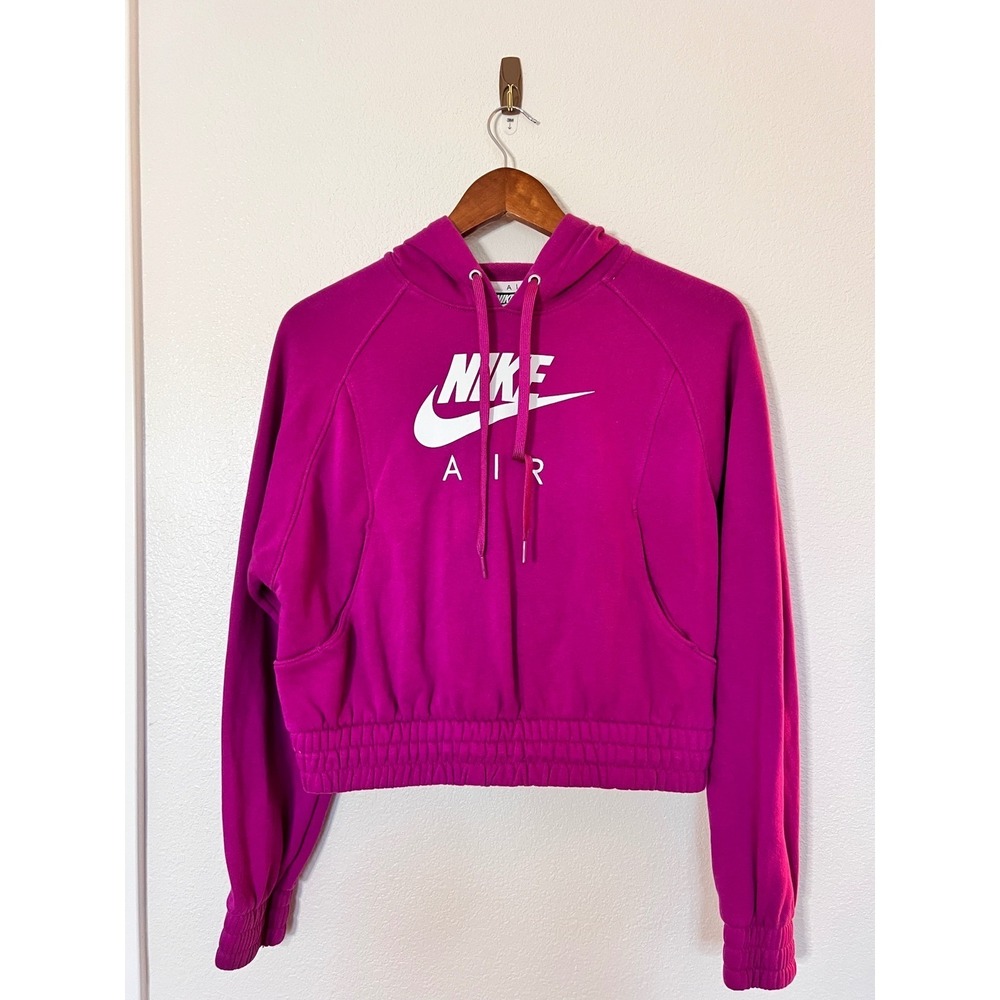 Nike Air Cropped‎ Hoodie XS Pink Logo Pullover Athletic Sweatshirt